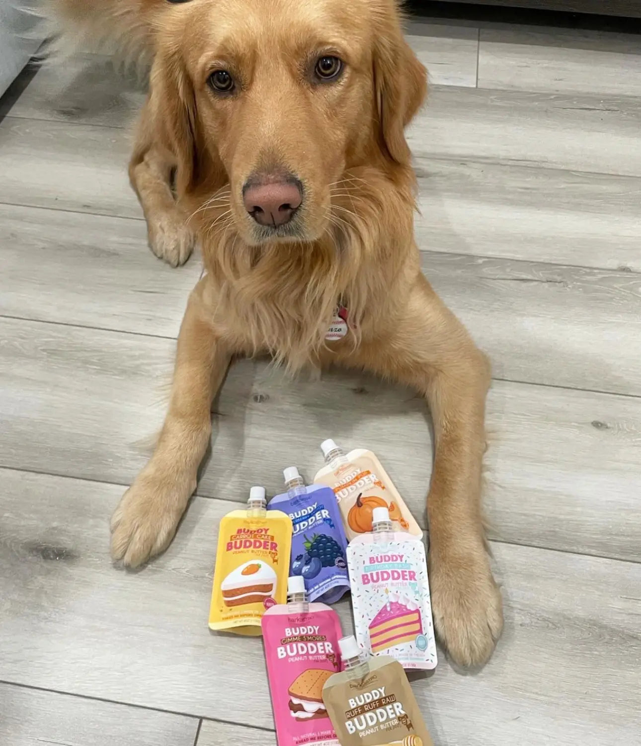 3Pk Awesome Apple Buddy Budder Squeeze Pouch (4Oz Each)- All Natural Dog Peanut Butter, Perfect with Dog Enrichment, Treating, Training, Traveling