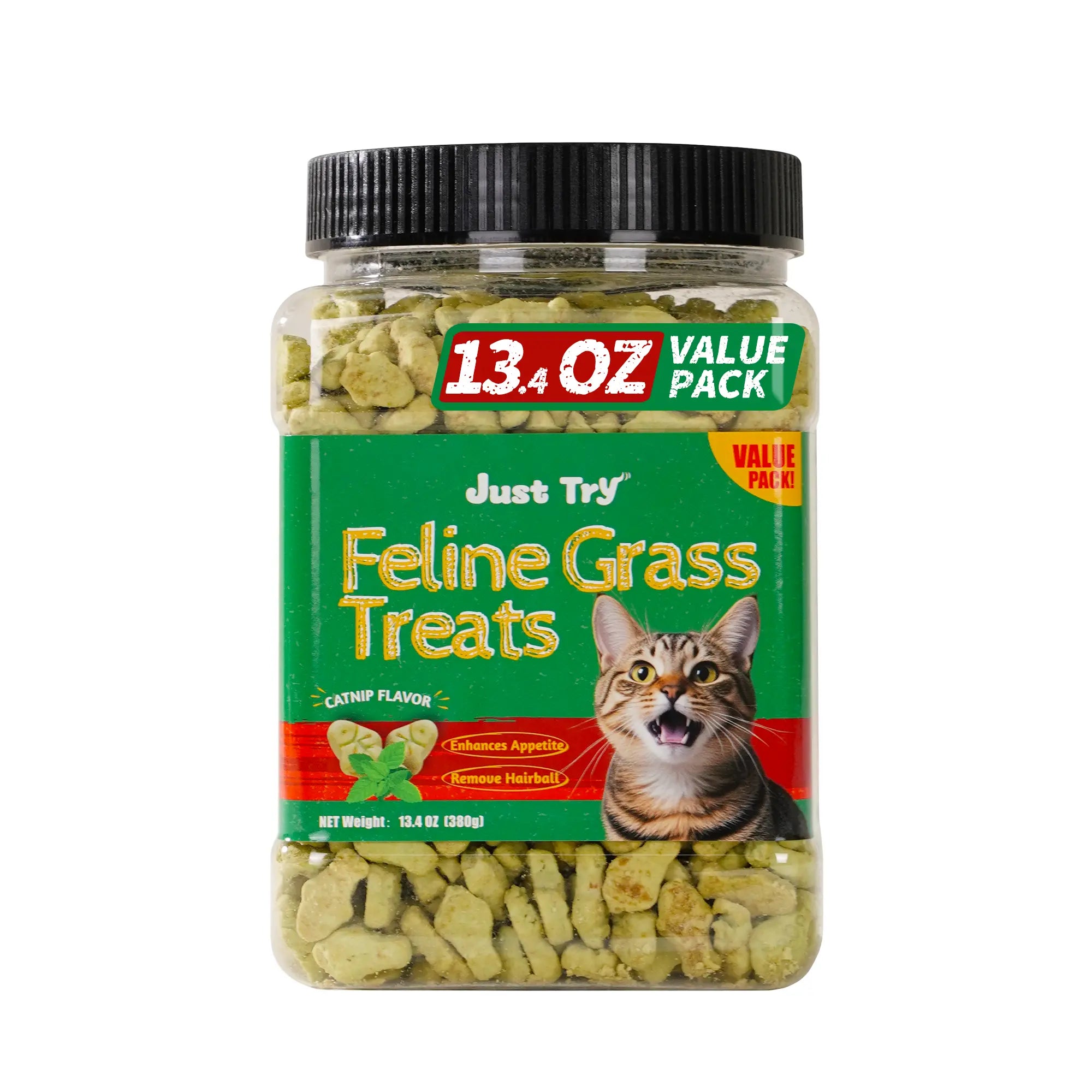 JUST TRY Cat Grass Treats - Natural Healthy Cat Snacks Training Biscuits with Catnip for Cats Dental and Hairball Control Treats