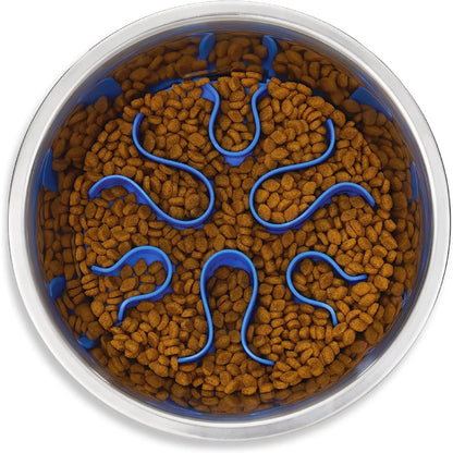 Outward Hound Fun Feeder Slo Bowl, Medium Slow Feeder Dog Bowl, 2 Cups, Blue