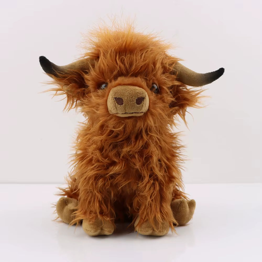 Highland Cow Plush Toy - Adorable Realistic Stuffed Animal with Long Fluffy Hair, Soft Cuddly Gift for Kids, Children &amp; Collecto