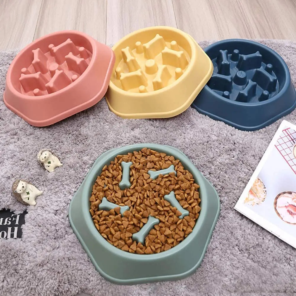 Professional Title: "Interactive Slow Feeder Dog Bowl for Healthy Eating - Anti-Gulping Design with Non-Slip Base - Suitable for Small to Medium Size Dogs"