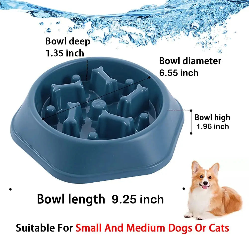 Professional Title: "Interactive Slow Feeder Dog Bowl for Healthy Eating - Anti-Gulping Design with Non-Slip Base - Suitable for Small to Medium Size Dogs"
