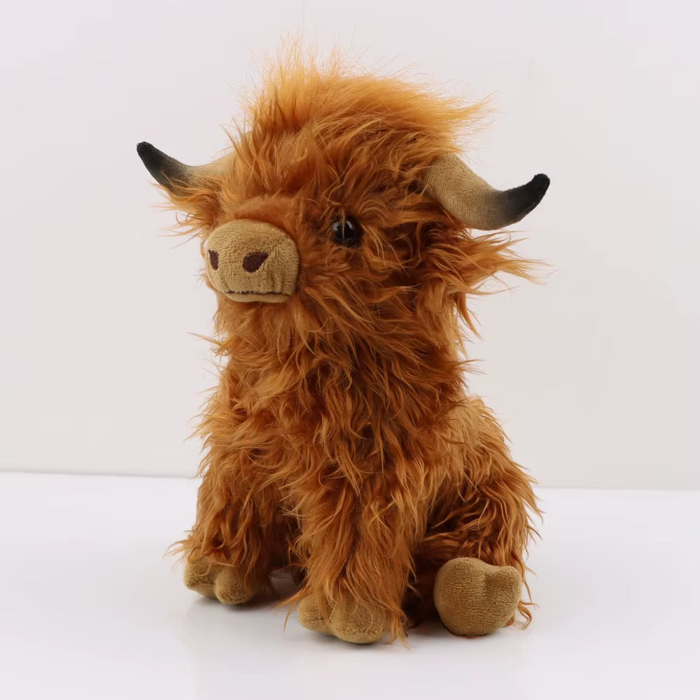 Highland Cow Plush Toy - Adorable Realistic Stuffed Animal with Long Fluffy Hair, Soft Cuddly Gift for Kids, Children &amp; Collecto