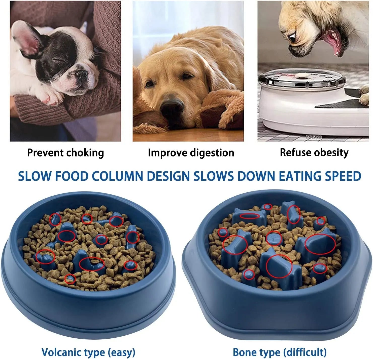 Professional Title: "Interactive Slow Feeder Dog Bowl for Healthy Eating - Anti-Gulping Design with Non-Slip Base - Suitable for Small to Medium Size Dogs"
