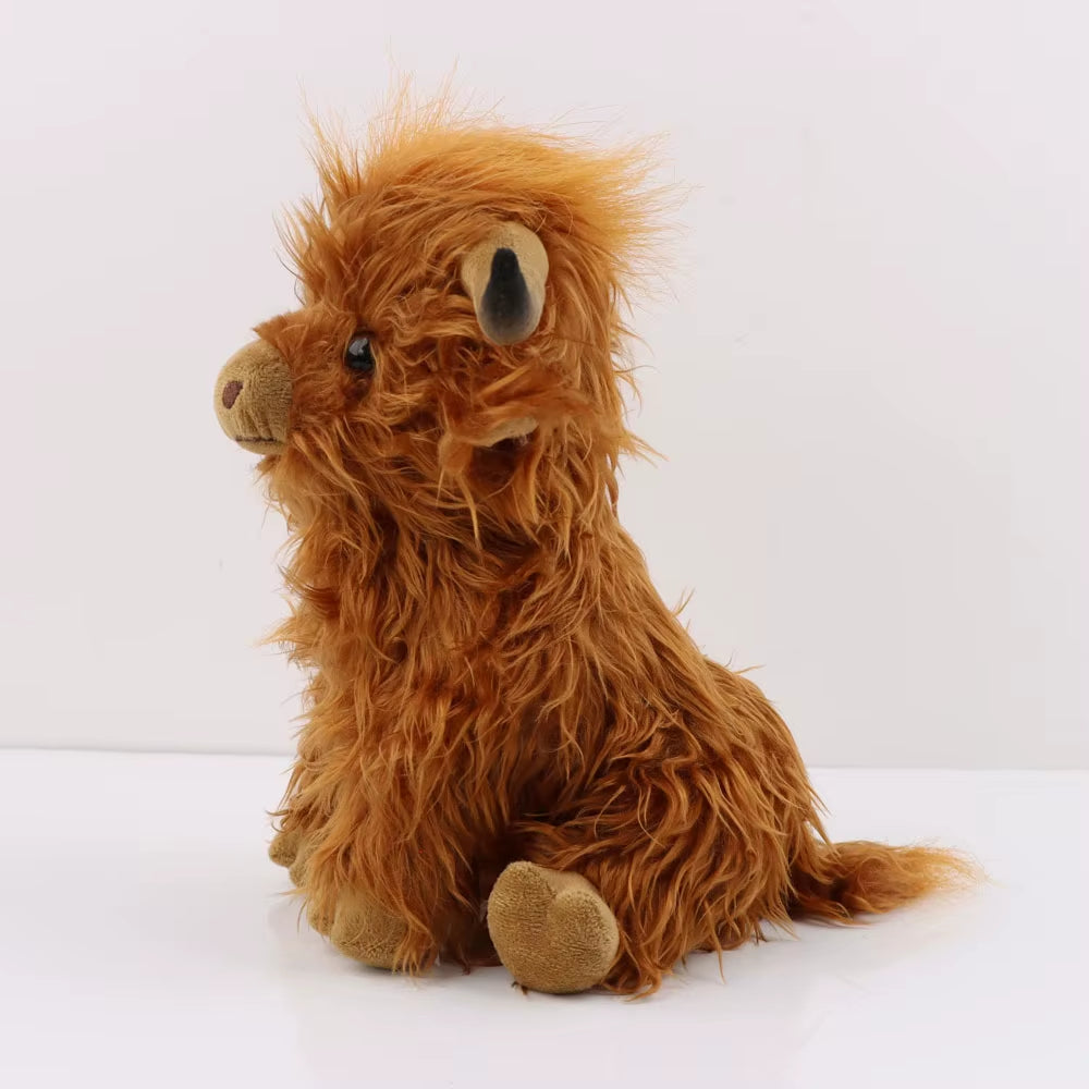 Highland Cow Plush Toy - Adorable Realistic Stuffed Animal with Long Fluffy Hair, Soft Cuddly Gift for Kids, Children &amp; Collecto