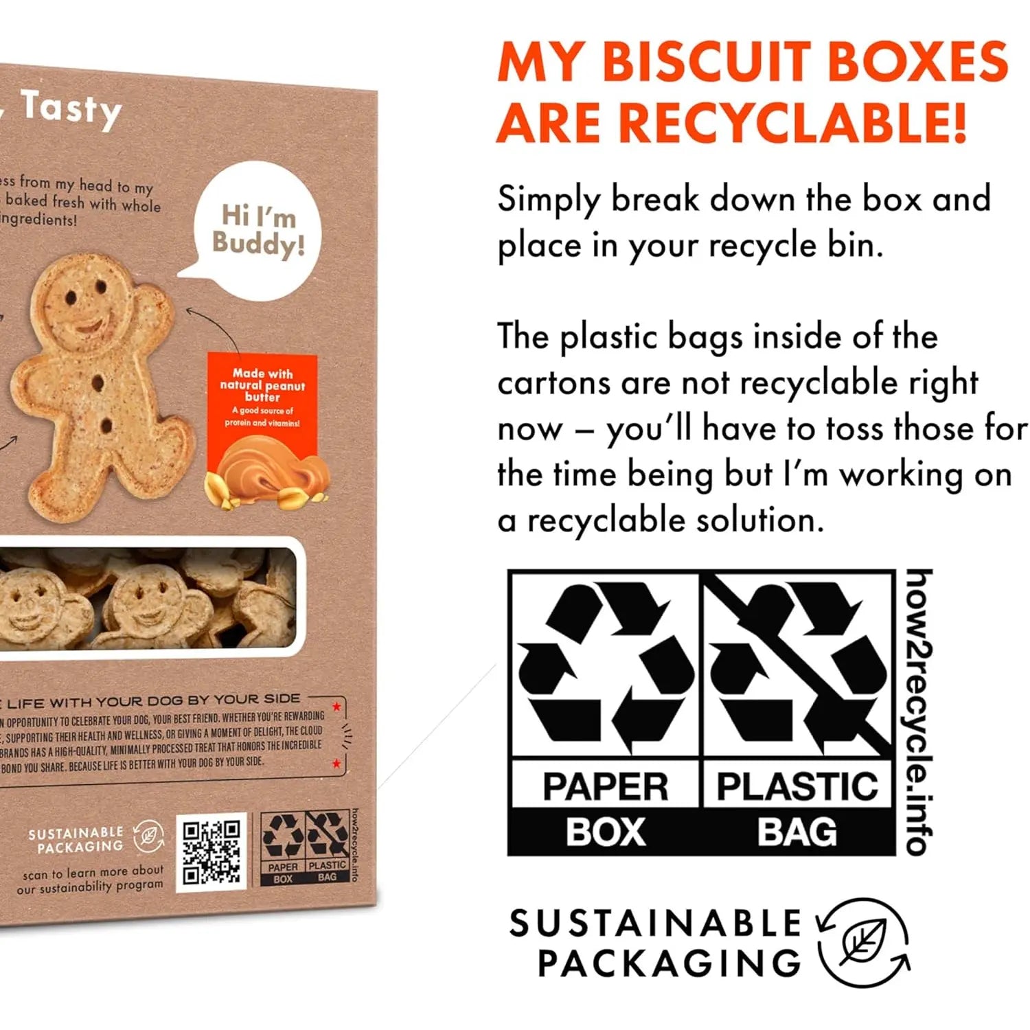 Buddy Biscuits 14 Oz Box of Grain-Free Crunchy Dog Treats Made with Natural Peanut Butter