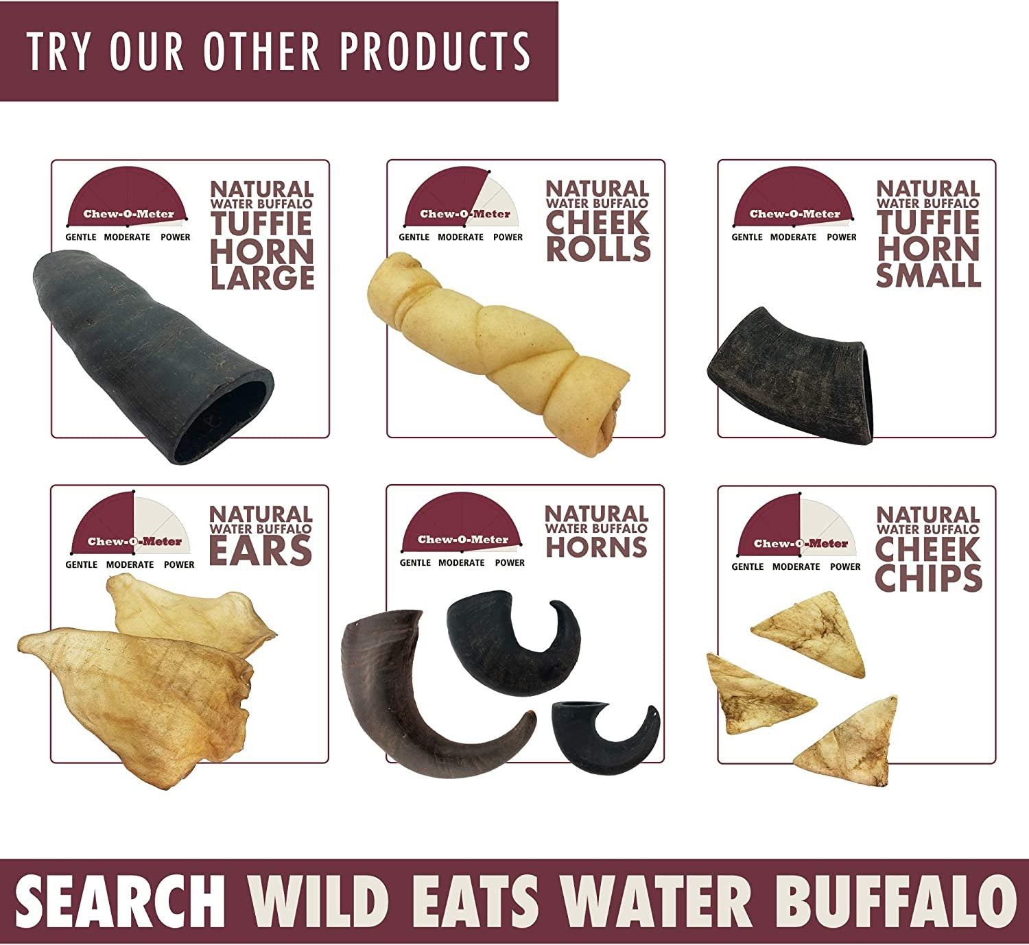 Water Buffalo Dog Chews - 7 Pack of Long Lasting, Grain &amp; Gluten Free Treats, Perfect for Dogs