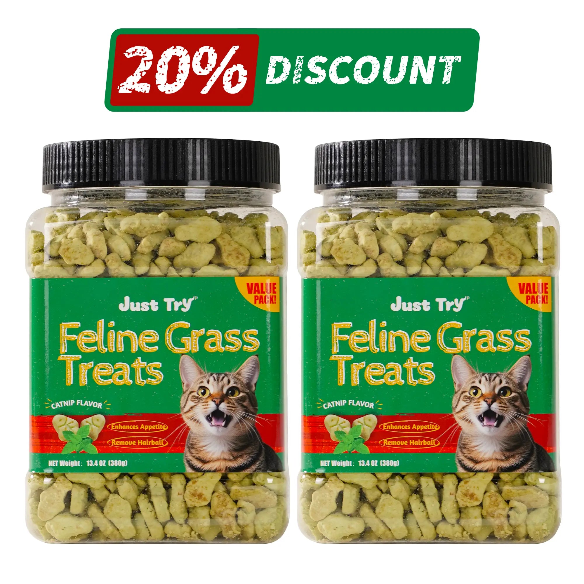 JUST TRY Cat Grass Treats - Natural Healthy Cat Snacks Training Biscuits with Catnip for Cats Dental and Hairball Control Treats