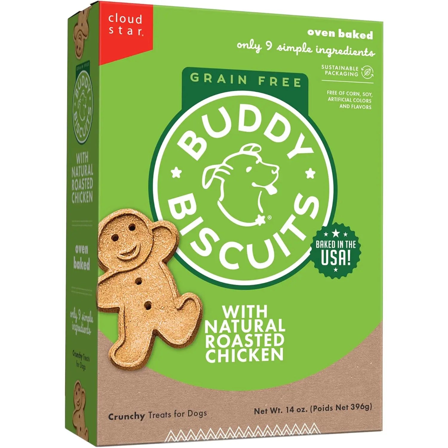 Buddy Biscuits 14 Oz Box of Grain-Free Crunchy Dog Treats Made with Natural Peanut Butter