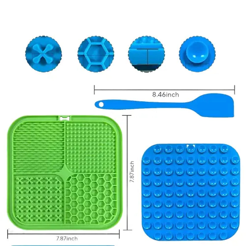 2-Pack Slow Feeder & Non-Slip Lick Mats with Spatula for Anxiety Relief