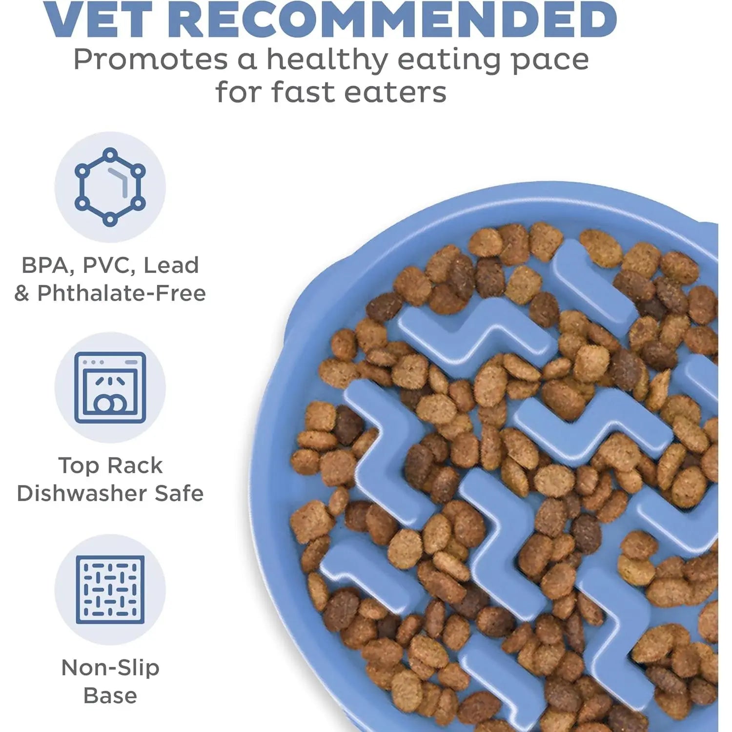 Outward Hound Fun Feeder Slo Bowl, Medium Slow Feeder Dog Bowl, 2 Cups, Blue