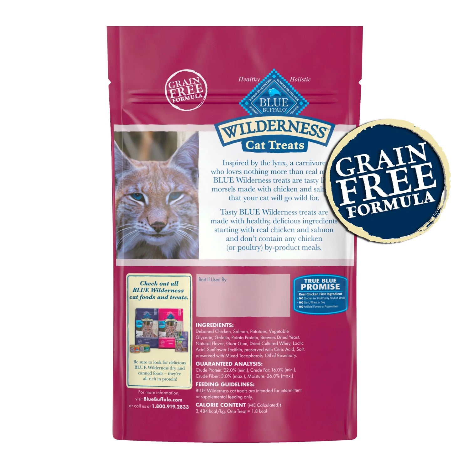 Wilderness Chicken &amp; Salmon Flavor Dry Soft Treats for Cats, Grain-Free, 2 Oz. Bag