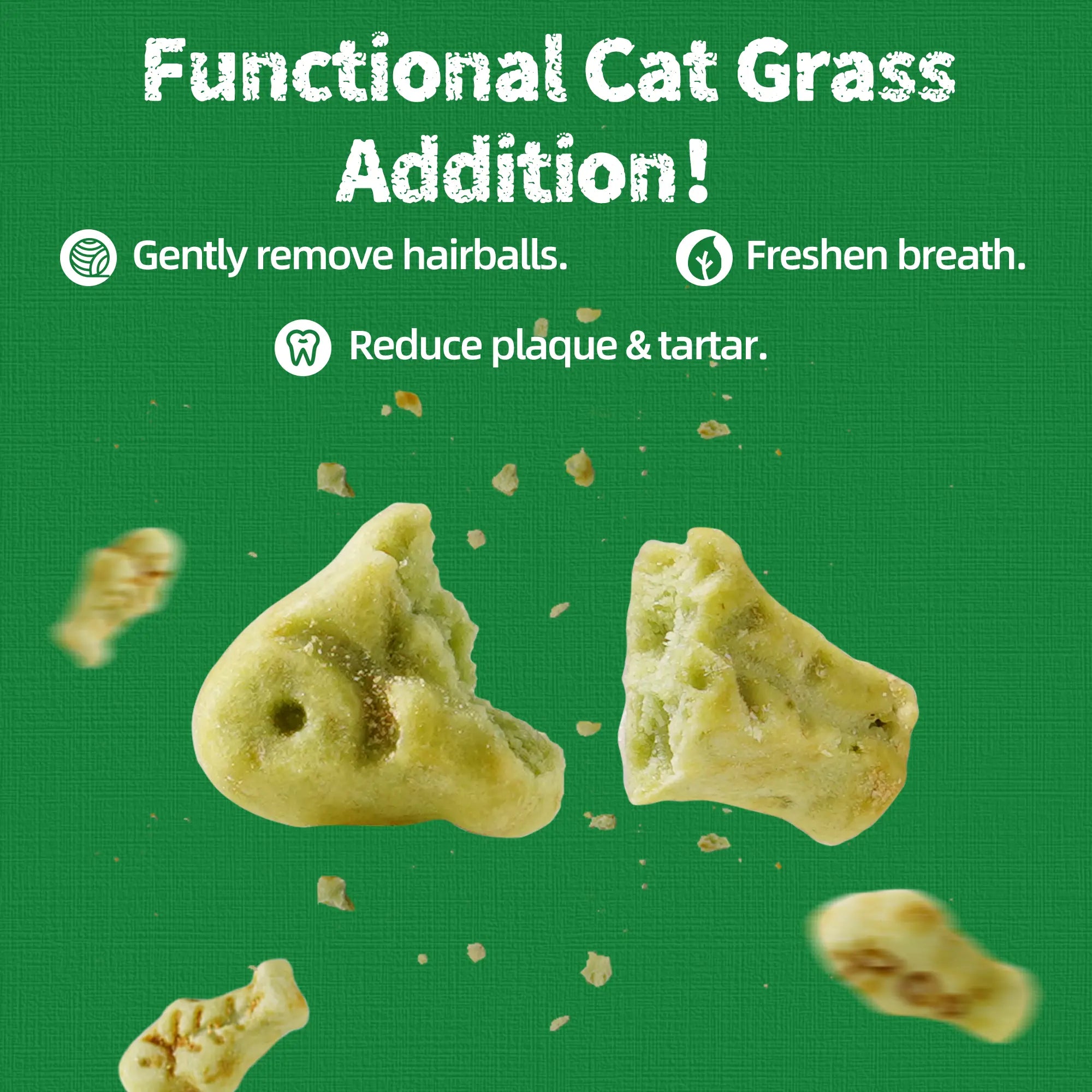 JUST TRY Cat Grass Treats - Natural Healthy Cat Snacks Training Biscuits with Catnip for Cats Dental and Hairball Control Treats