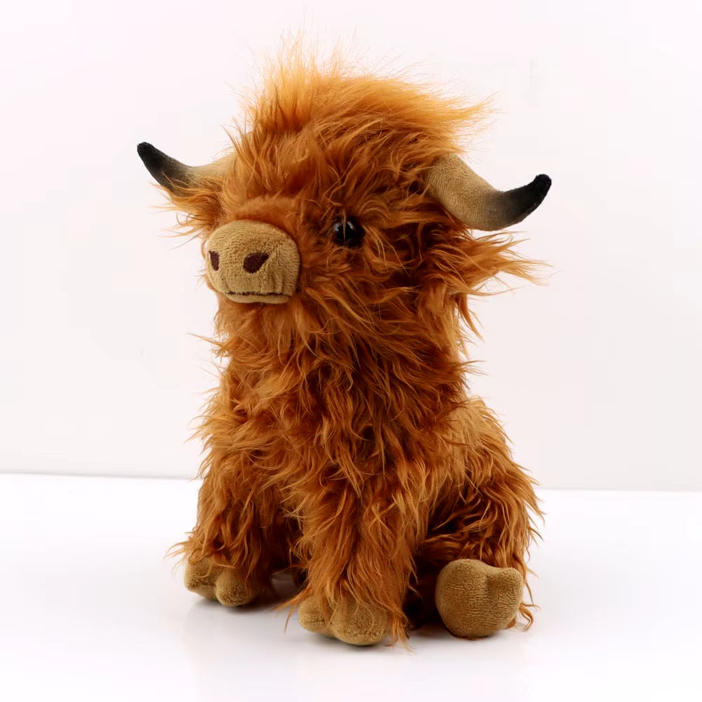 Highland Cow Plush Toy - Adorable Realistic Stuffed Animal with Long Fluffy Hair, Soft Cuddly Gift for Kids, Children &amp; Collecto