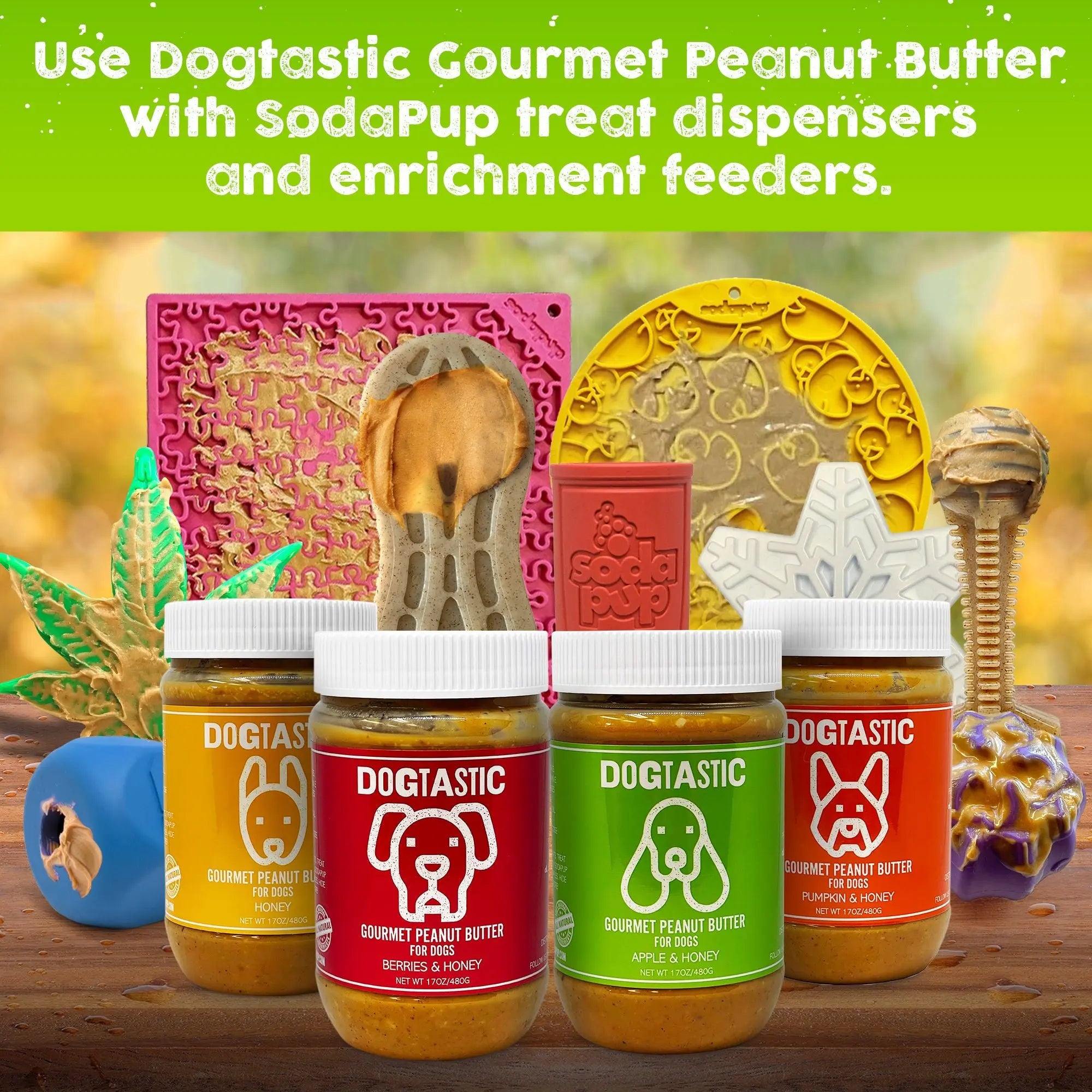 Dogtastic Gourmet Peanut Butter for Dogs - Pumpkin &amp; Flax Seed Flavor