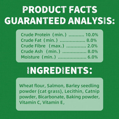 JUST TRY Cat Grass Treats - Natural Healthy Cat Snacks Training Biscuits with Catnip for Cats Dental and Hairball Control Treats