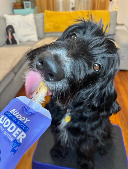 3Pk Barkin Banana Buddy Budder Squeeze Pouch (4Oz Each)- All Natural Dog Peanut Butter, Perfect with Dog Enrichment, Treating, Training, Traveling