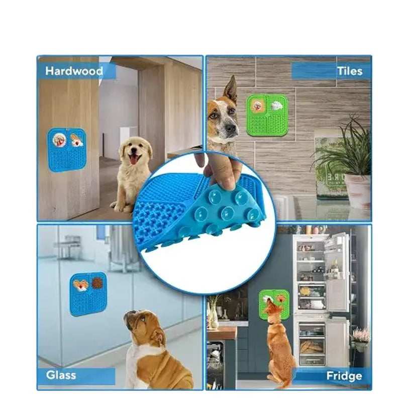 2-Pack Slow Feeder & Non-Slip Lick Mats with Spatula for Anxiety Relief