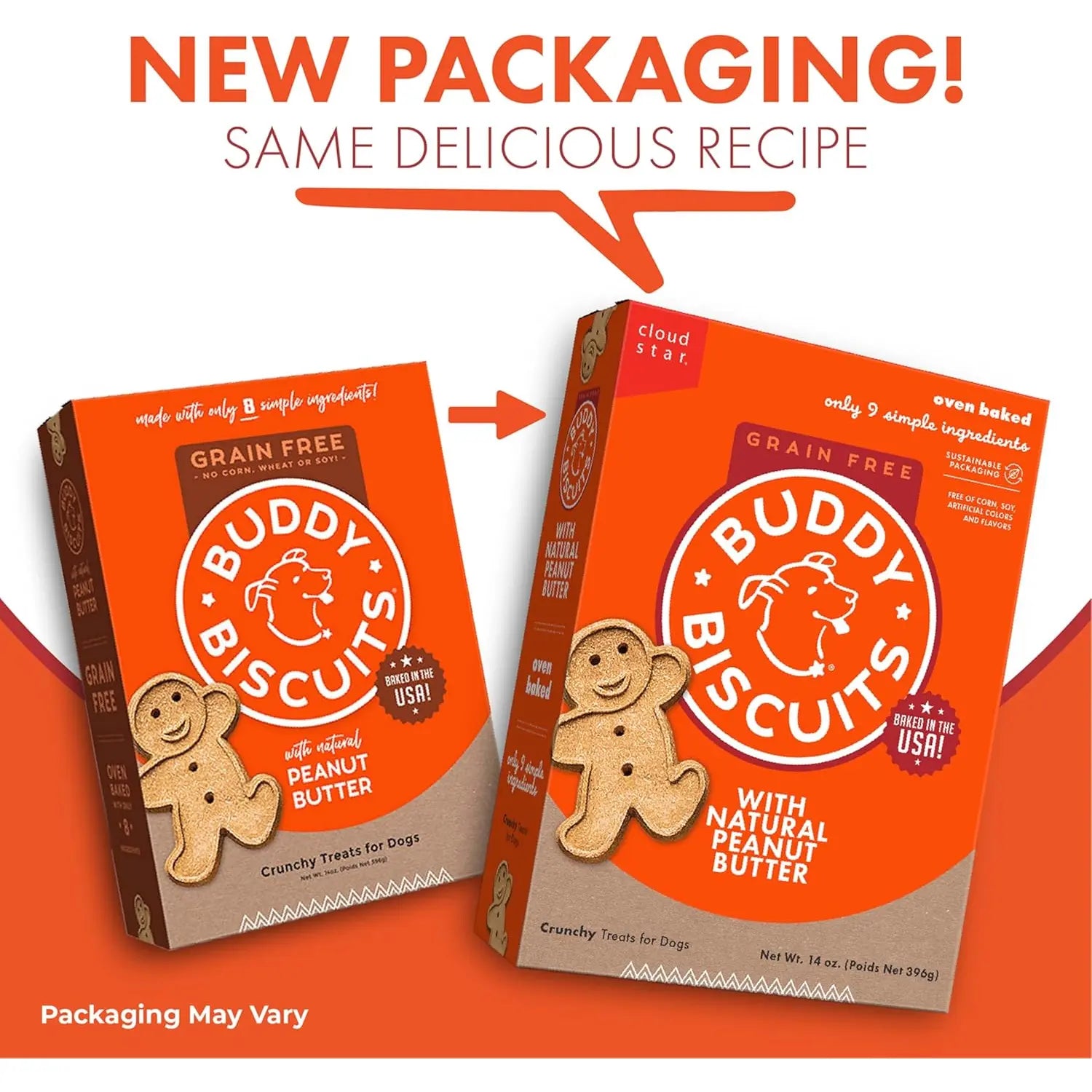 Buddy Biscuits 14 Oz Box of Grain-Free Crunchy Dog Treats Made with Natural Peanut Butter