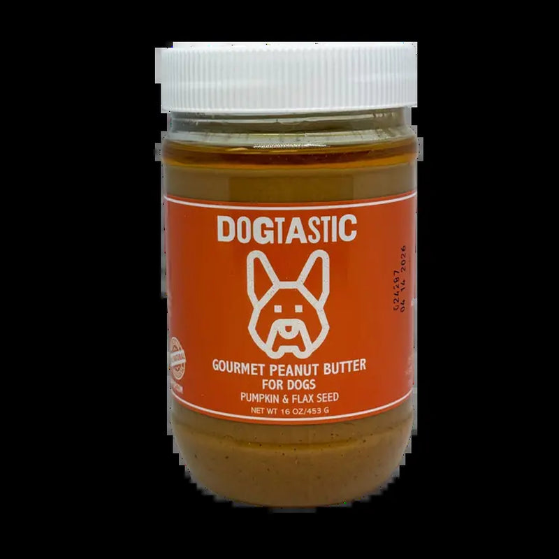 Dogtastic Gourmet Peanut Butter for Dogs - Pumpkin &amp; Flax Seed Flavor